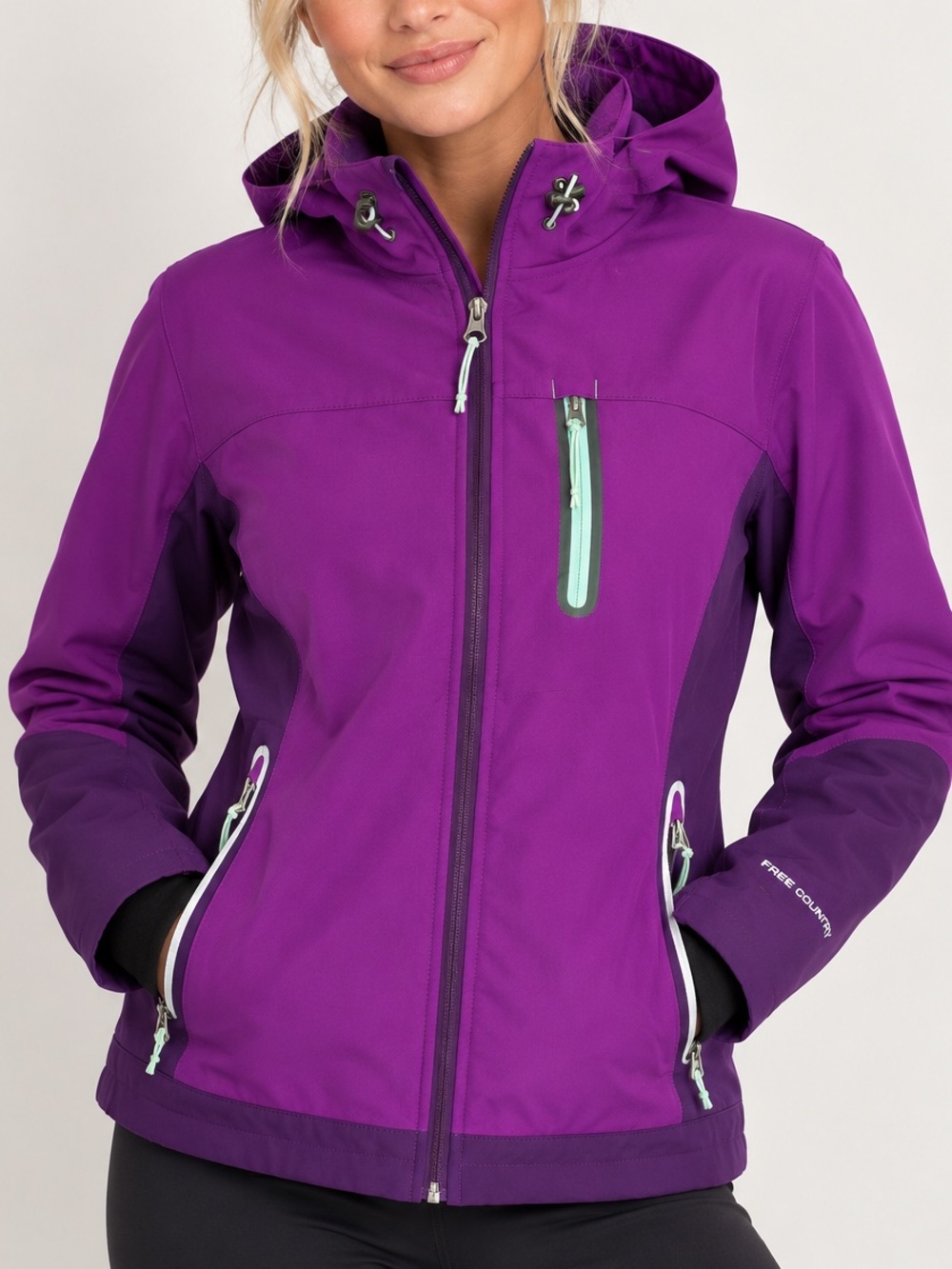 Free Country Women’s Medium Purple Hooded Softshell Jacket Outdoor reflective